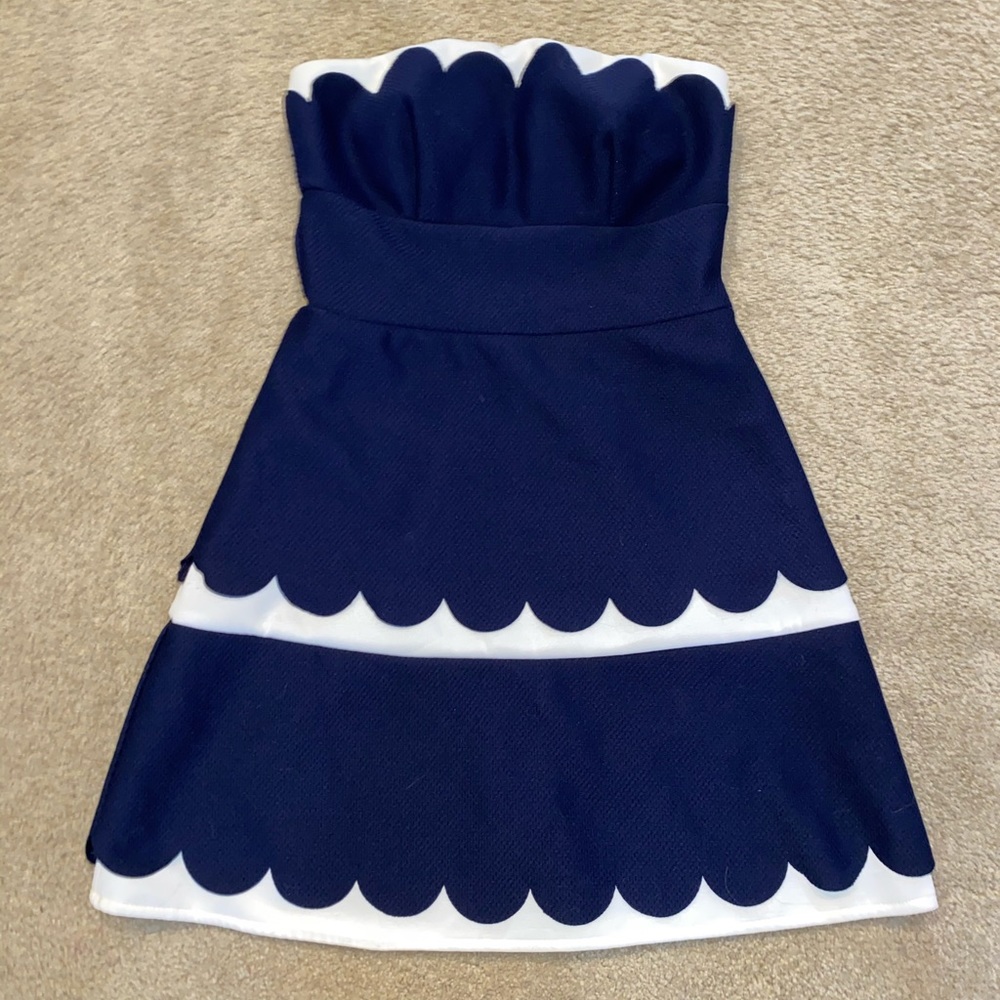 Scalloped Navy Party Dress